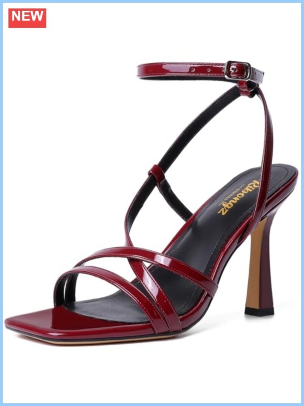 Block Heeled Sandals for Women Square Open Toe Strappy High Heels Ankle Strap